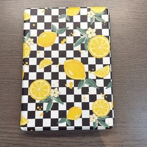 Tablet Case with Yellow Lemon Print on Black & White Check